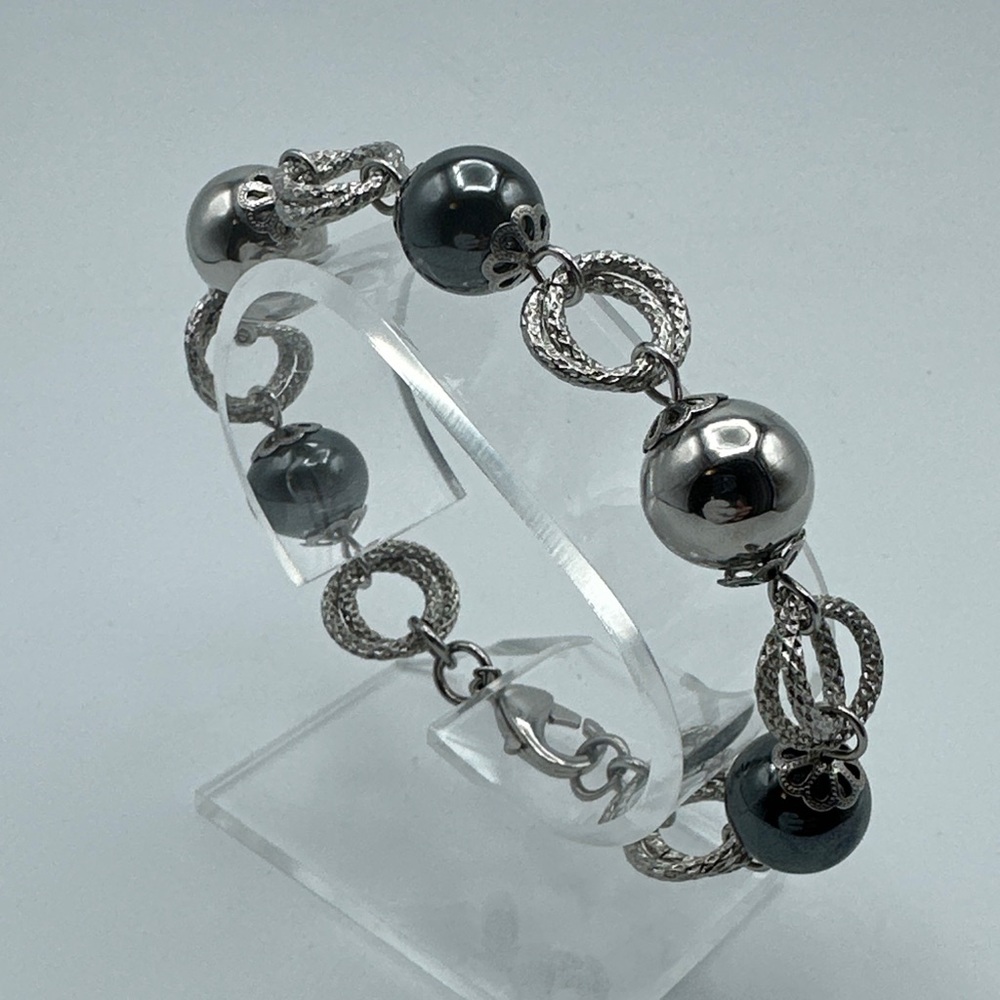Amazing‎ simona collini stainless steel hematite bracelet #623